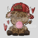 Highland Cow Valentine DTF Print