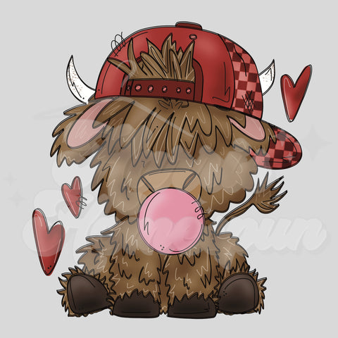 Highland Cow Valentine DTF Print