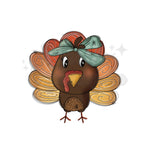 Girl Turkey with Blue Bow DTF Print