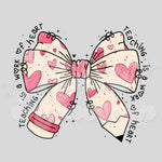 Valentine Teacher Bow DTF Print