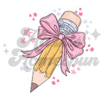 Pencil with Pink Bow DTF Print