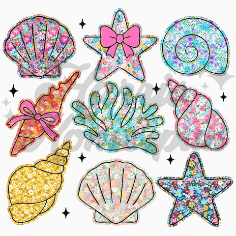Colorful Shell Cluster DTF Print