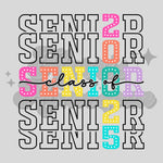 Colorful Outline Senior Class of 2025 DTF Print