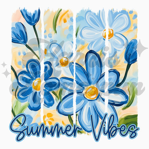 Yellow & Blue Summer Vibes DTF Print