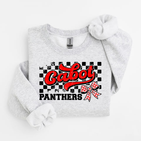 Checkered Bow Cabot Panthers Completed Top