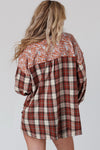 Red Colorblock Plaid and Floral Top