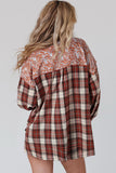 Red Colorblock Plaid and Floral Top