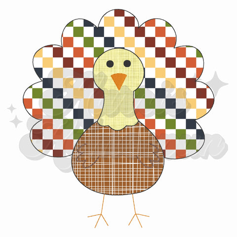 Colorful Checkered Turkey DTF Print