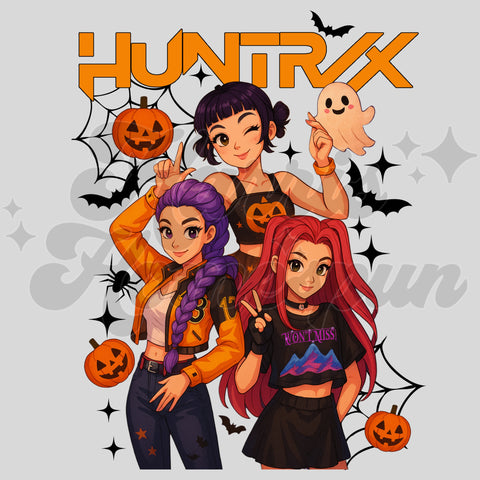 Character Girl Band Halloween Orange DTF Print