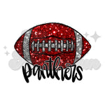 Panthers Faux Glitter Red Football DTF Print