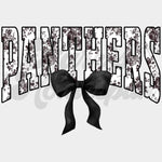 Panthers Blk/ Wht Floral Bow DTF Print