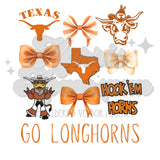 Longhorns Bows DTF Print