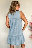 Light Denim Bow Neck Sleeveless Dress