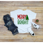 Boy Version Merry and Bright Red and Green DTF Print