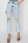 Risen High Rise Knee Distressed Ankle Jeans