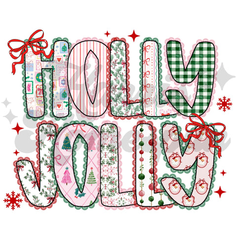 Holly Jolly Pink and Green DTF Print