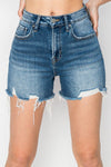 Risen High Rise Clean Cut Hem w/ Small Distressed Shorts