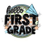 Hello First Grade Plane DTF Print