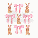 Preppy Bunnies and Bows DTF Print