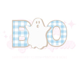 Blue Gingham Ghost DTF Print