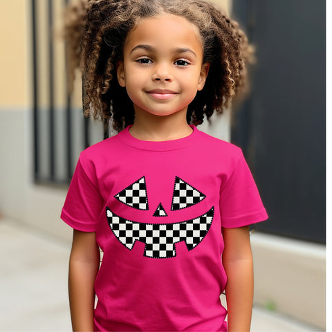 Checkered Pumpkin Face Stagecoach Spirit Shop Top