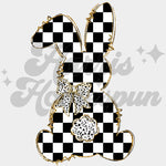 Checkered Glitter Bunny DTF Print