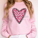 Pink Leopard Heart with Saying DTF Print