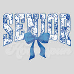 Blue Floral SENIOR Bow DTF Print