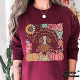 Floral Turkey with Pumpkins Completed Top