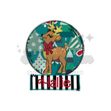 Green Circle Reindeer DTF Print with name option