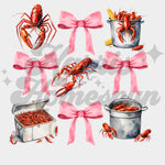 Crawfish with Pink Bows DTF Print