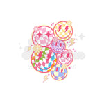 Neon Smiley Cluster DTF Print