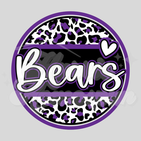 Circle Bears Leopard DTF Print