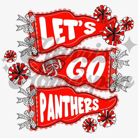 Let’s Go Panthers Flags with Bows DTF Print