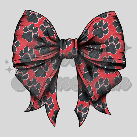 Paw Print Bow DTF Print