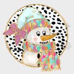 Cute Snowman in Dots DTF Print