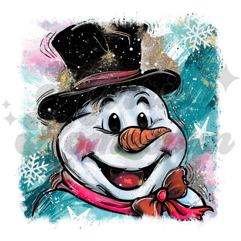 Snowman Painting DTF Print