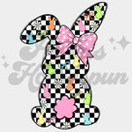 Pink Checkered Bunny DTF Print