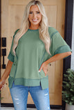 Green Exposed Seam Loose Fit Top