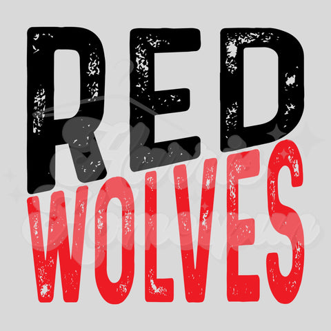 Red Wolves Red and Black DTF Print