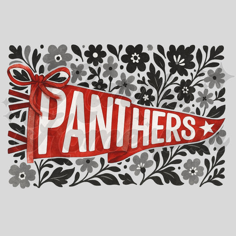 Grey Floral Panthers DTF Print