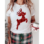 Faux Red Glitter Reindeer DTF Print