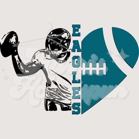 Eagles Football Heart DTF Print