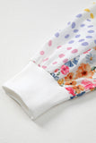 White Floral Patchwork Sleeves Pullover