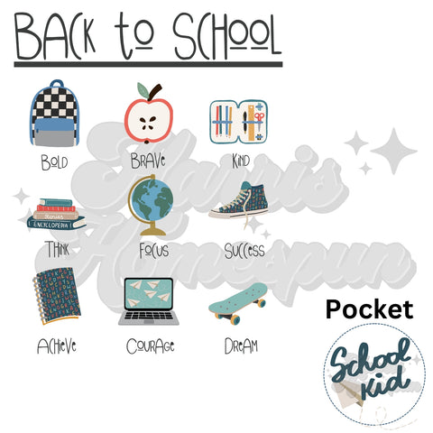 Back to School Boy Supplies DTF Transfer (pocket included)