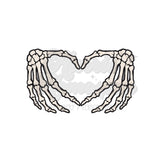 Skeleton Hands Heart Black DTF Print