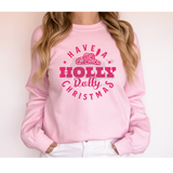 Have a Holly Dolly Christmas PINK DTF Print