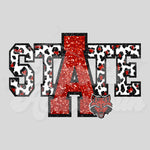 AR State Faux Glitter Leopard DTF Print