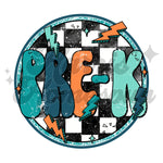 Circle Checkered Blue PreK DTF Print
