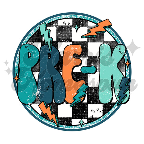 Circle Checkered Blue PreK DTF Print